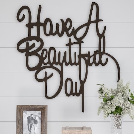 Hastings Home Metal Cutout, Have a Beautiful Day Decorative Wall Sign 3D Word Art Decor, Modern Rustic Farmhouse 168105NTD